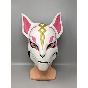 Fortnite White Rubber Kitsune Fox Drift Mask Halloween Costume Pink Cosplay
